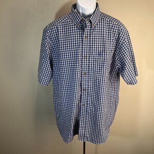 Ariat Pro Series Men's white, blue and gold vented s/s short Large L EUC